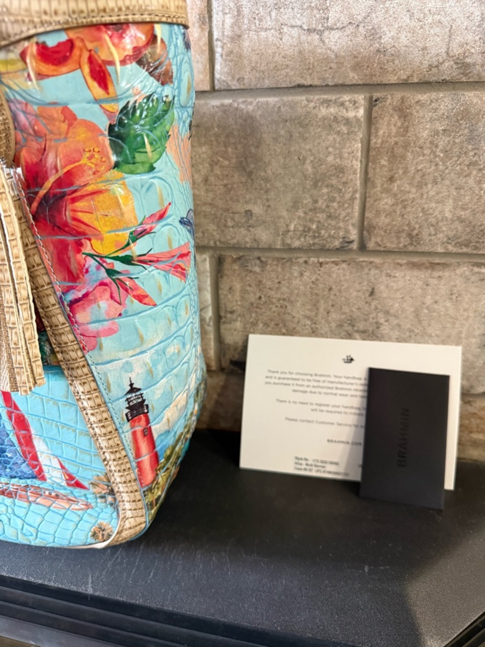 Brahmin Blue Tropical Eliza Tote Bag in Multi-Banner w/ wallet - Picture 7 of 14